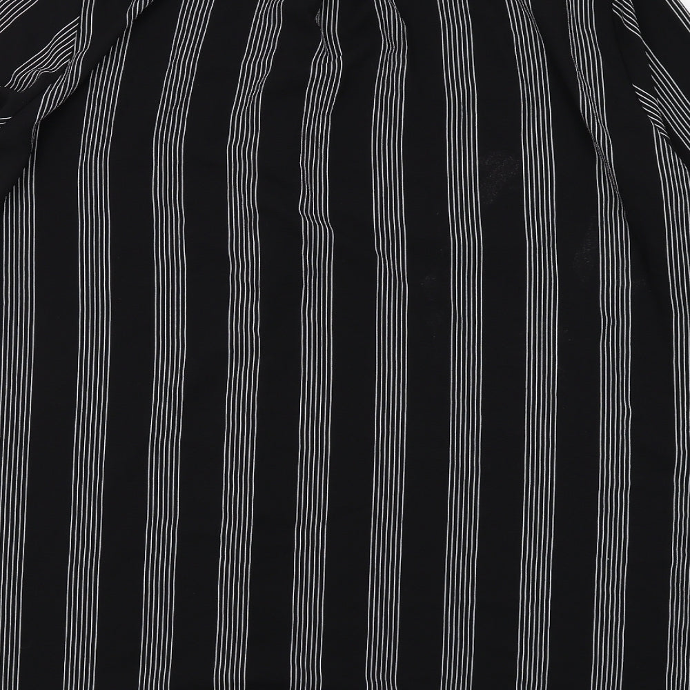New Look Womens Black Striped Polyester Shirt Dress Size 26 Collared Button