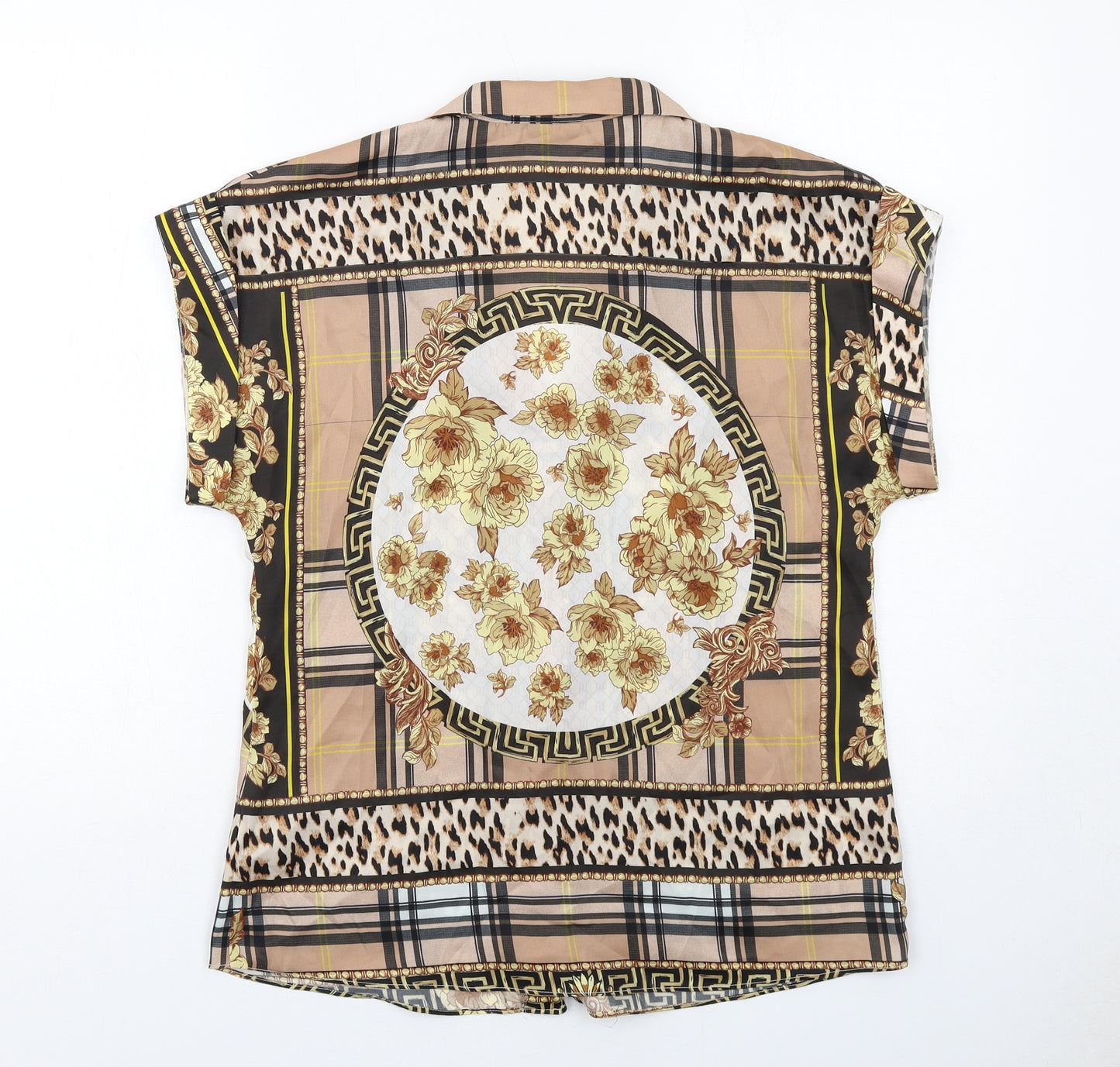 River Island Womens Multicoloured Geometric Polyester Basic Button-Up Size 12 Collared