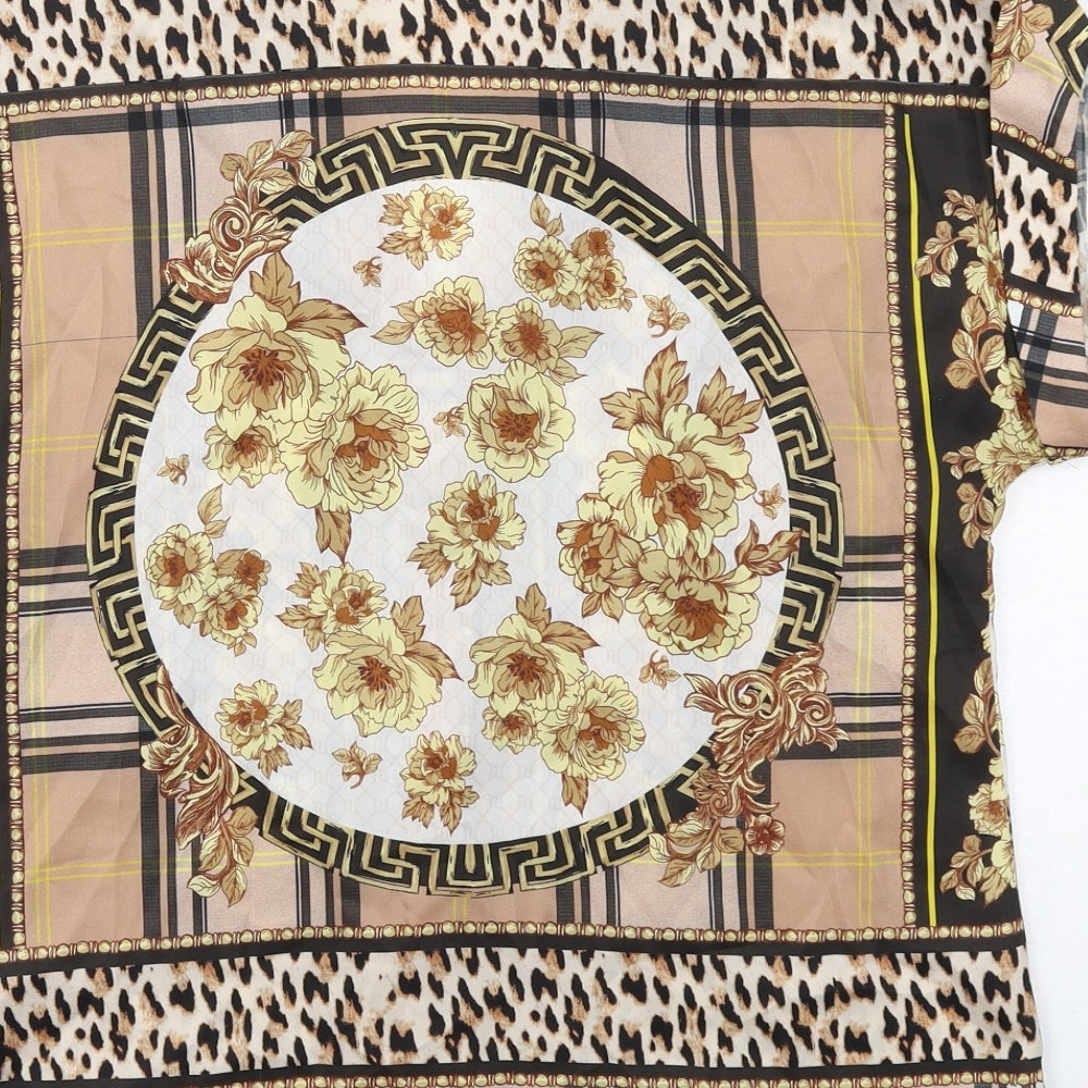 River Island Womens Multicoloured Geometric Polyester Basic Button-Up Size 12 Collared