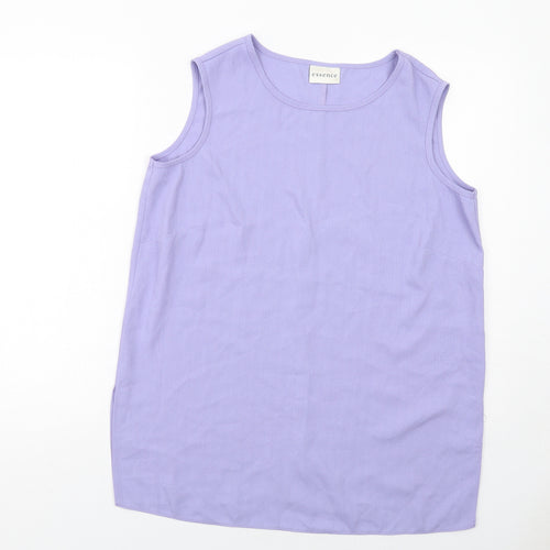 essence Womens Purple Polyester Basic Tank Size 16 Boat Neck