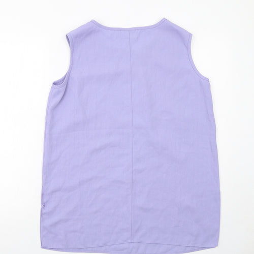 essence Womens Purple Polyester Basic Tank Size 16 Boat Neck
