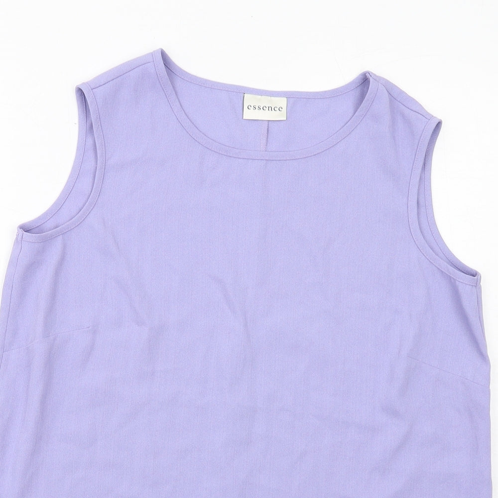 essence Womens Purple Polyester Basic Tank Size 16 Boat Neck