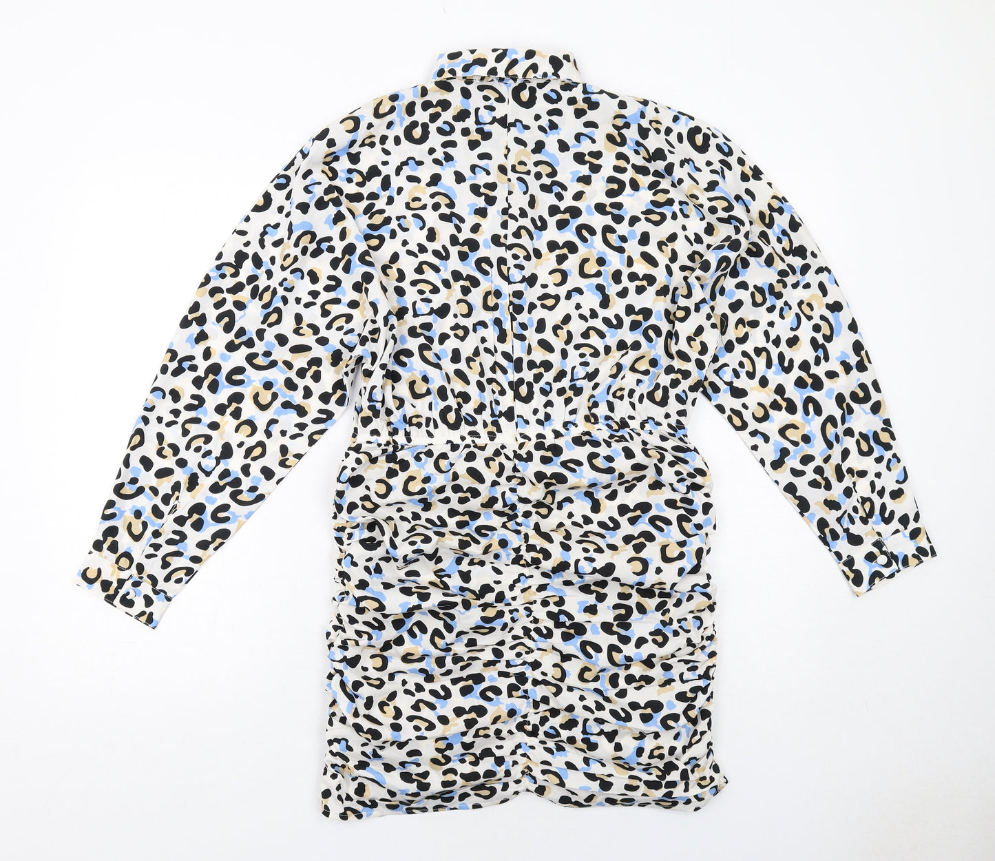 Quiz Womens Multicoloured Animal Print Polyester Shirt Dress Size 12 Collared Button - Leopard Pattern