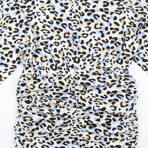 Quiz Womens Multicoloured Animal Print Polyester Shirt Dress Size 12 Collared Button - Leopard Pattern