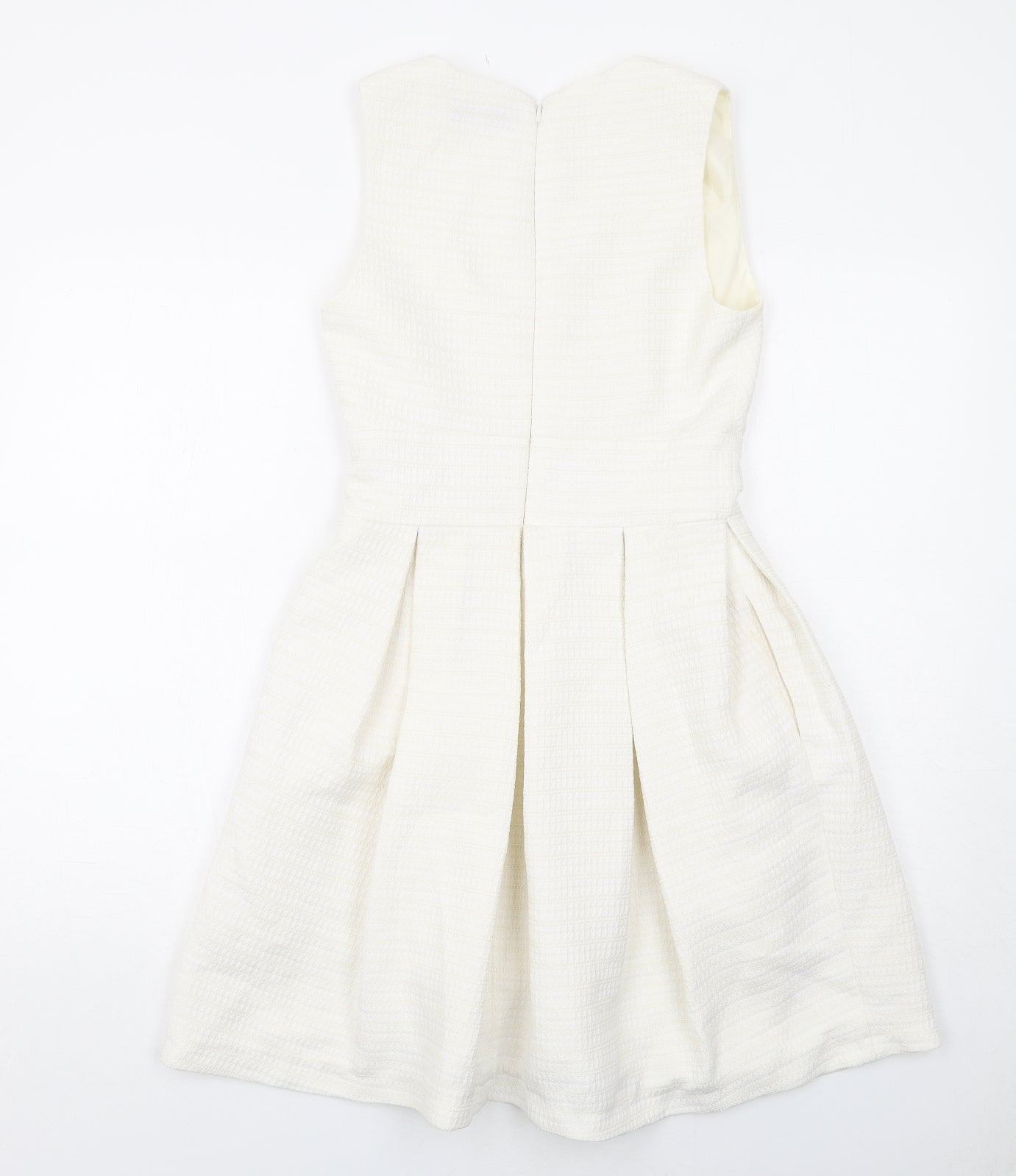 Reiss Womens White Polyester A-Line Size 8 V-Neck Zip