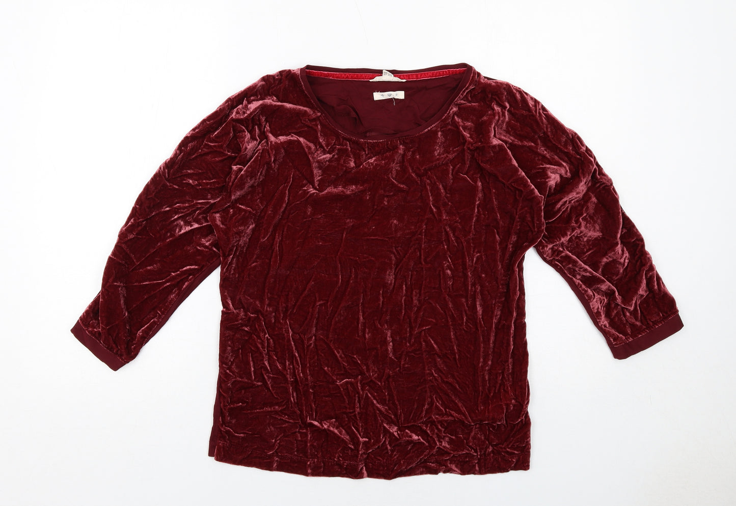 White Stuff Womens Red Modal Basic Blouse Size 10 Boat Neck