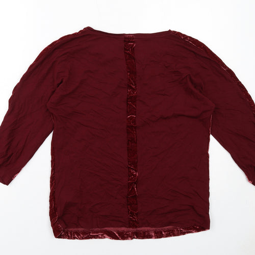White Stuff Womens Red Modal Basic Blouse Size 10 Boat Neck