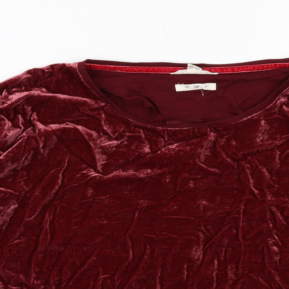 White Stuff Womens Red Modal Basic Blouse Size 10 Boat Neck