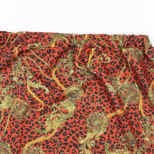 Boohoo Womens Orange Geometric Polyester A-Line Skirt Size 16