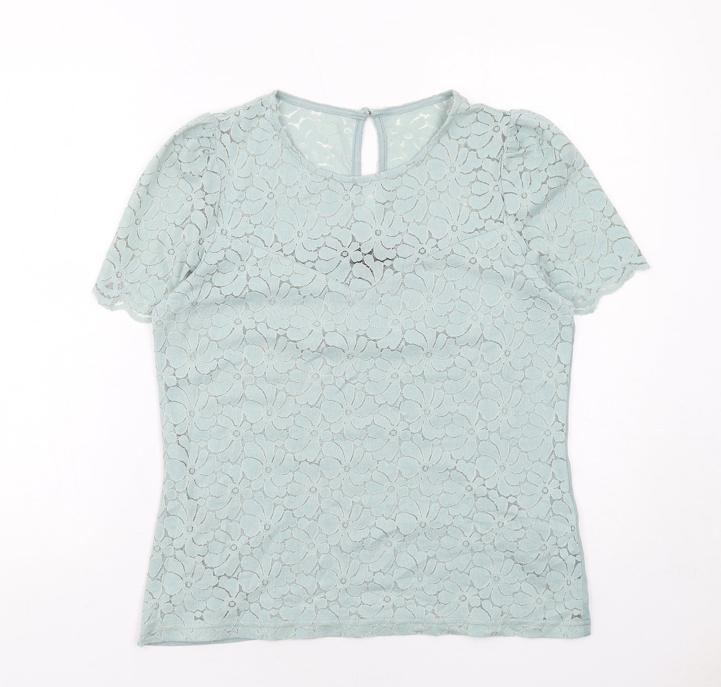 Dorothy Perkins Womens Green Cotton Basic Blouse Size 14 Round Neck
