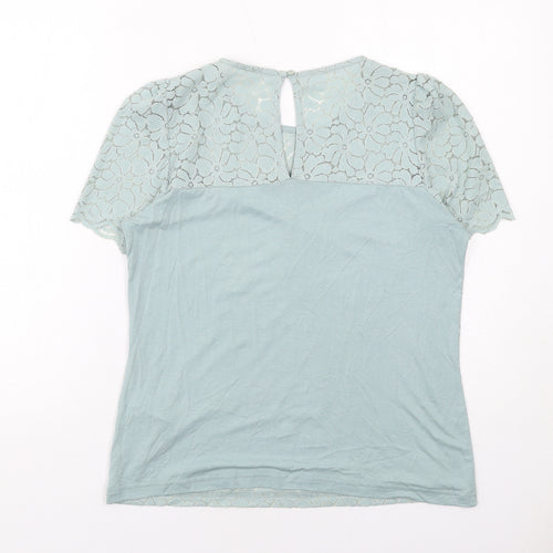 Dorothy Perkins Womens Green Cotton Basic Blouse Size 14 Round Neck
