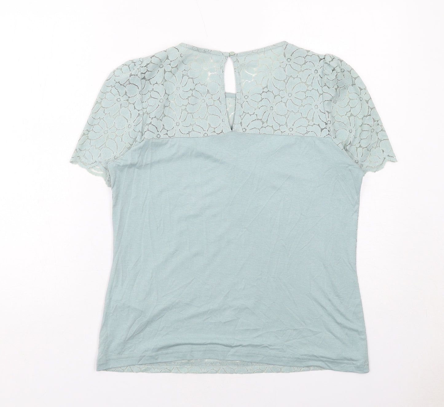Dorothy Perkins Womens Green Cotton Basic Blouse Size 14 Round Neck