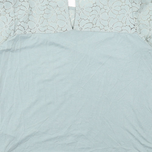 Dorothy Perkins Womens Green Cotton Basic Blouse Size 14 Round Neck