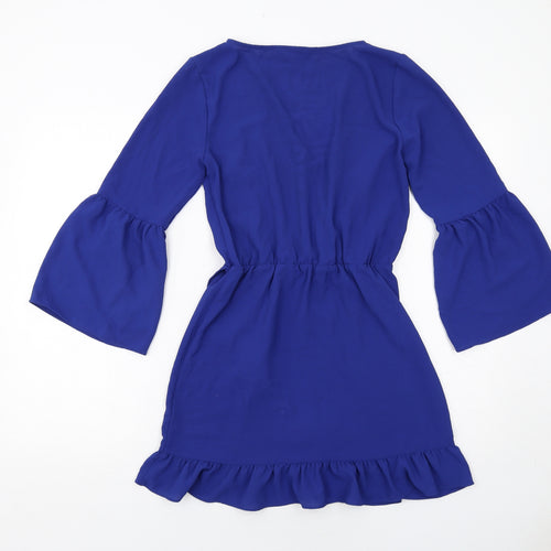 Miss Selfridge Womens Blue Polyester A-Line Size 8 V-Neck Pullover