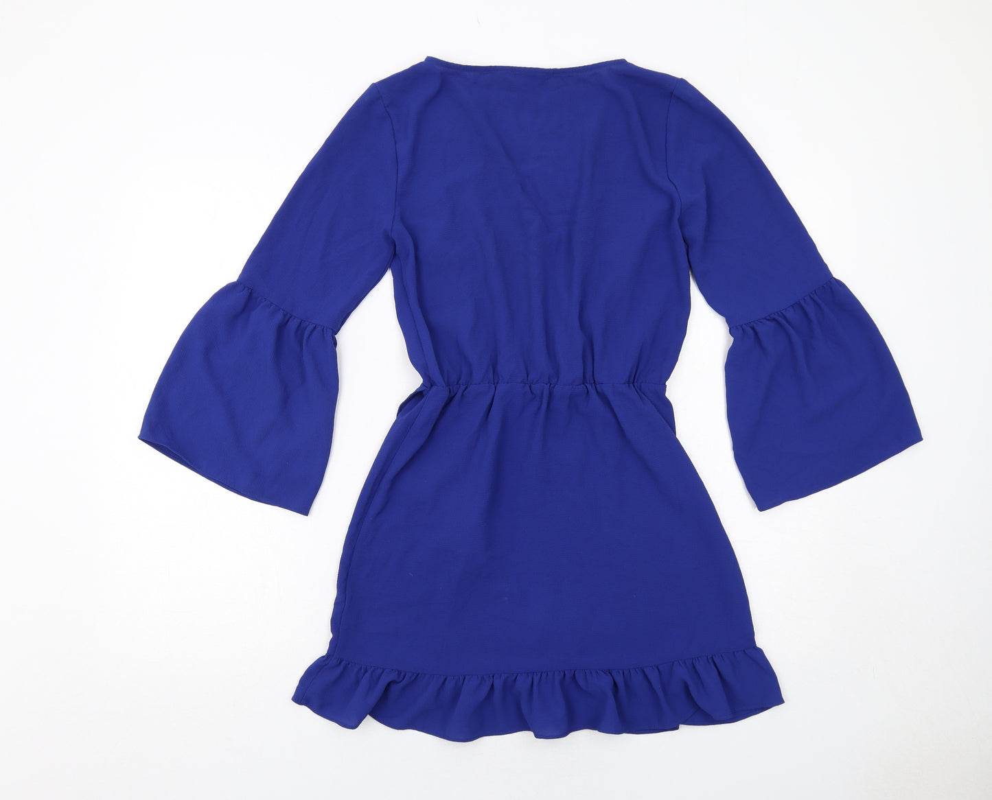 Miss Selfridge Womens Blue Polyester A-Line Size 8 V-Neck Pullover