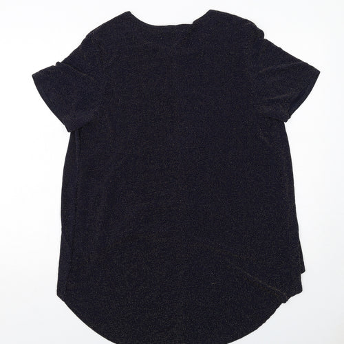 Club L Womens Blue Polyester Basic T-Shirt Size 16 Boat Neck