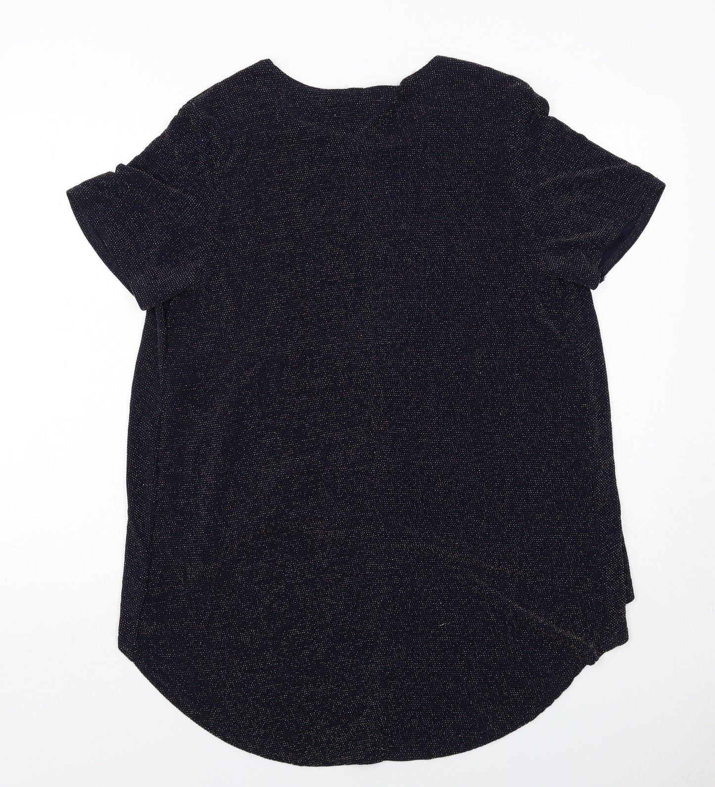 Club L Womens Blue Polyester Basic T-Shirt Size 16 Boat Neck