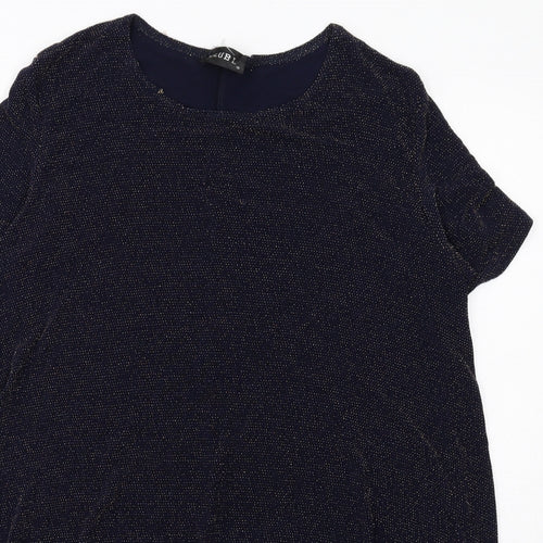 Club L Womens Blue Polyester Basic T-Shirt Size 16 Boat Neck