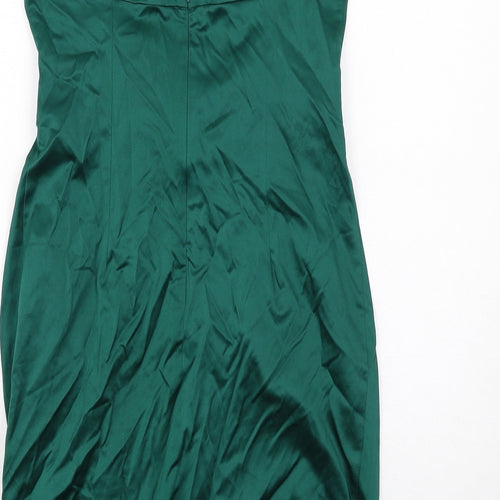 ASOS Womens Green Cotton Pencil Dress Size 10 V-Neck Zip