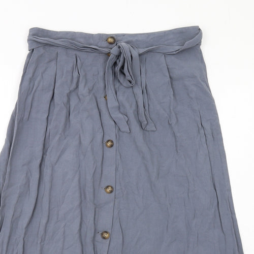 Topshop Womens Grey Viscose Maxi Skirt Size 12 Button