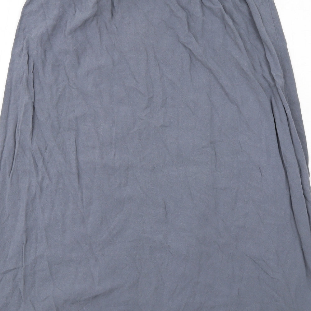 Topshop Womens Grey Viscose Maxi Skirt Size 12 Button