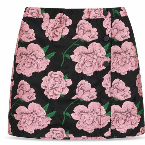 Miss Selfridge Womens Black Floral Polyester A-Line Skirt Size 6 Zip