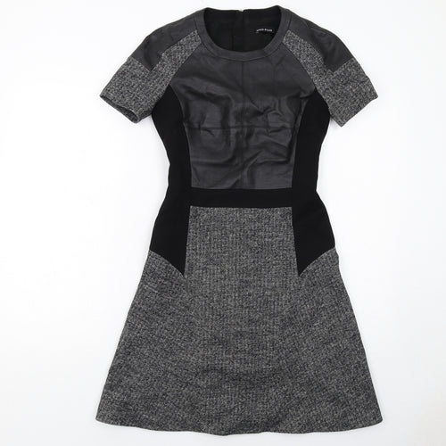 Karen Millen Womens Black Polyester A-Line Size 8 Round Neck Zip