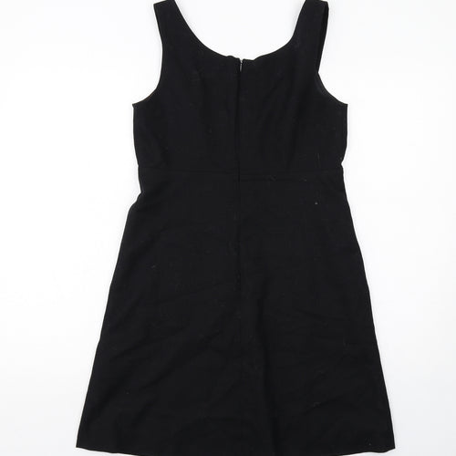 Warehouse Womens Black Polyester A-Line Size 10 Scoop Neck Zip