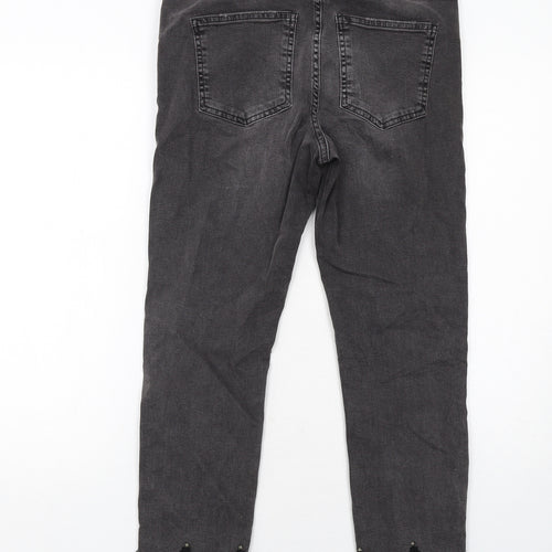 NEXT Womens Grey Cotton Skinny Jeans Size 12 Regular Zip