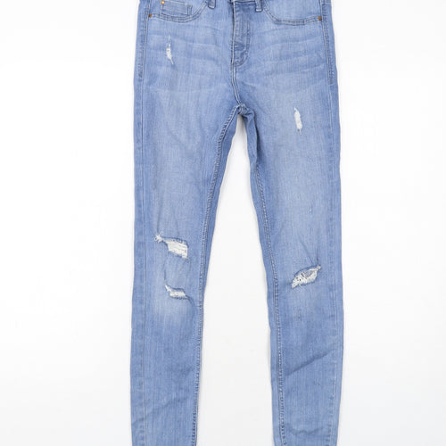 River Island Womens Blue Cotton Skinny Jeans Size 10 Regular Zip