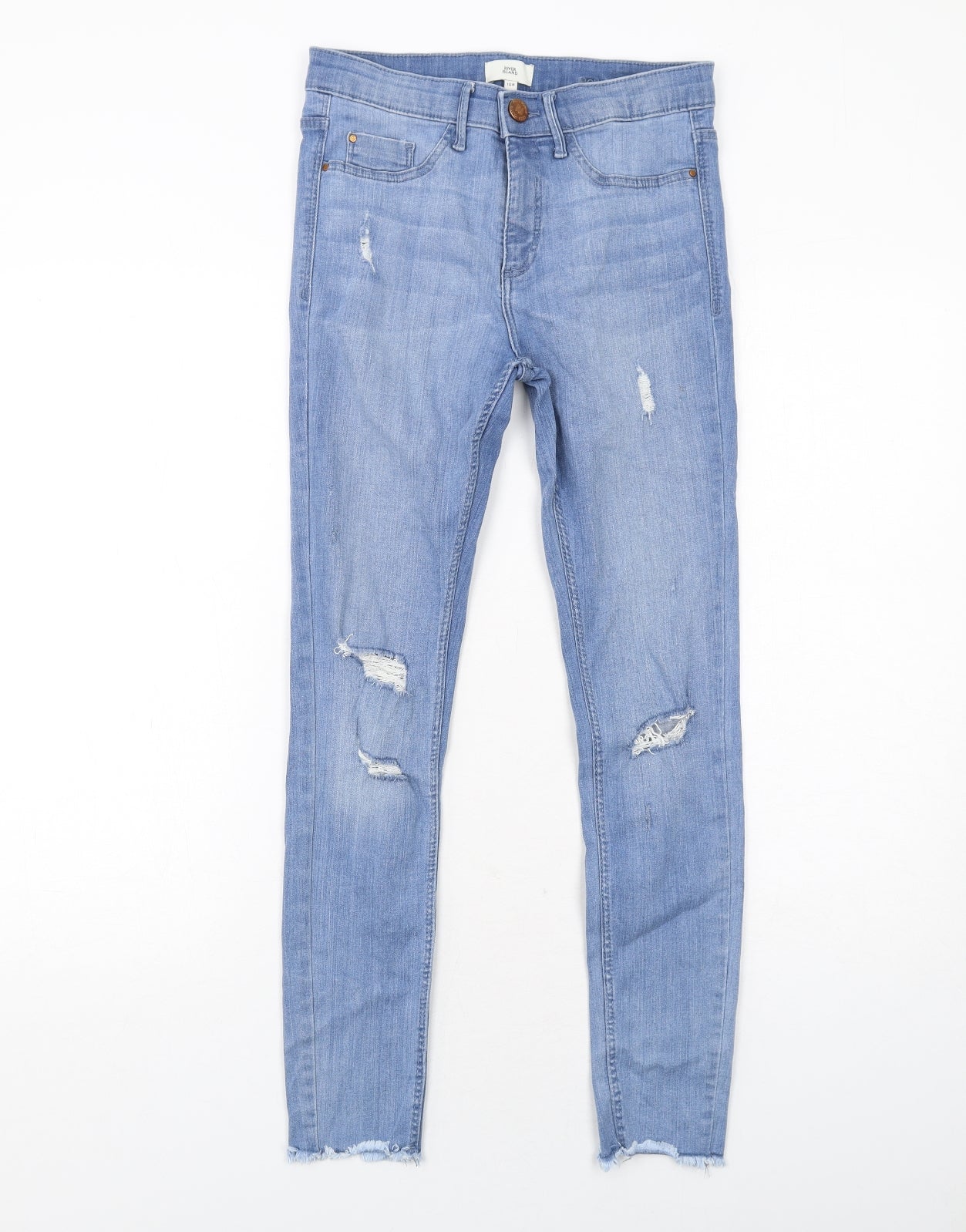 River Island Womens Blue Cotton Skinny Jeans Size 10 Regular Zip