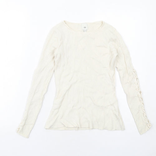 River Island Womens Ivory Round Neck Viscose Pullover Jumper Size 10