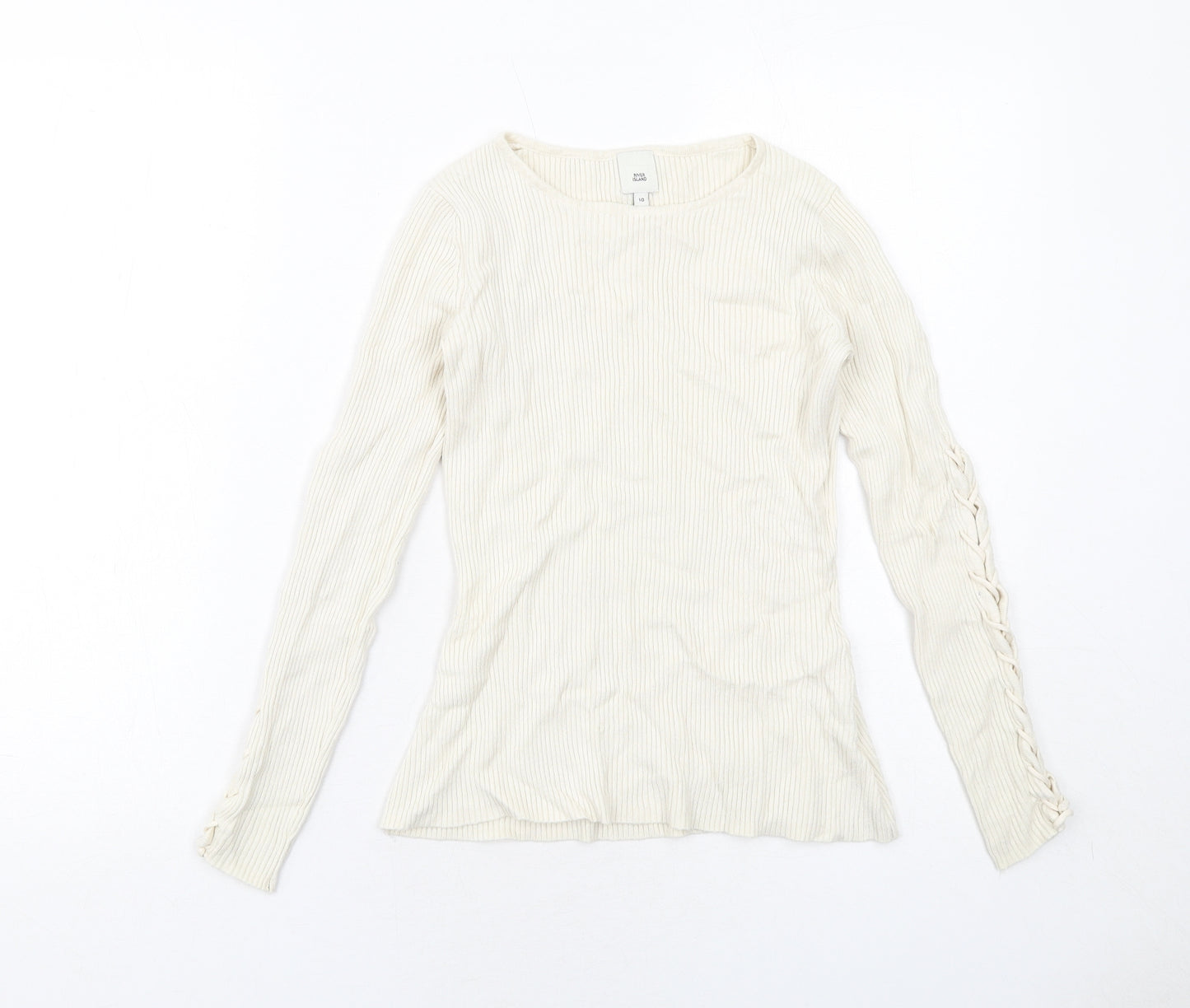 River Island Womens Ivory Round Neck Viscose Pullover Jumper Size 10
