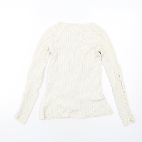 River Island Womens Ivory Round Neck Viscose Pullover Jumper Size 10