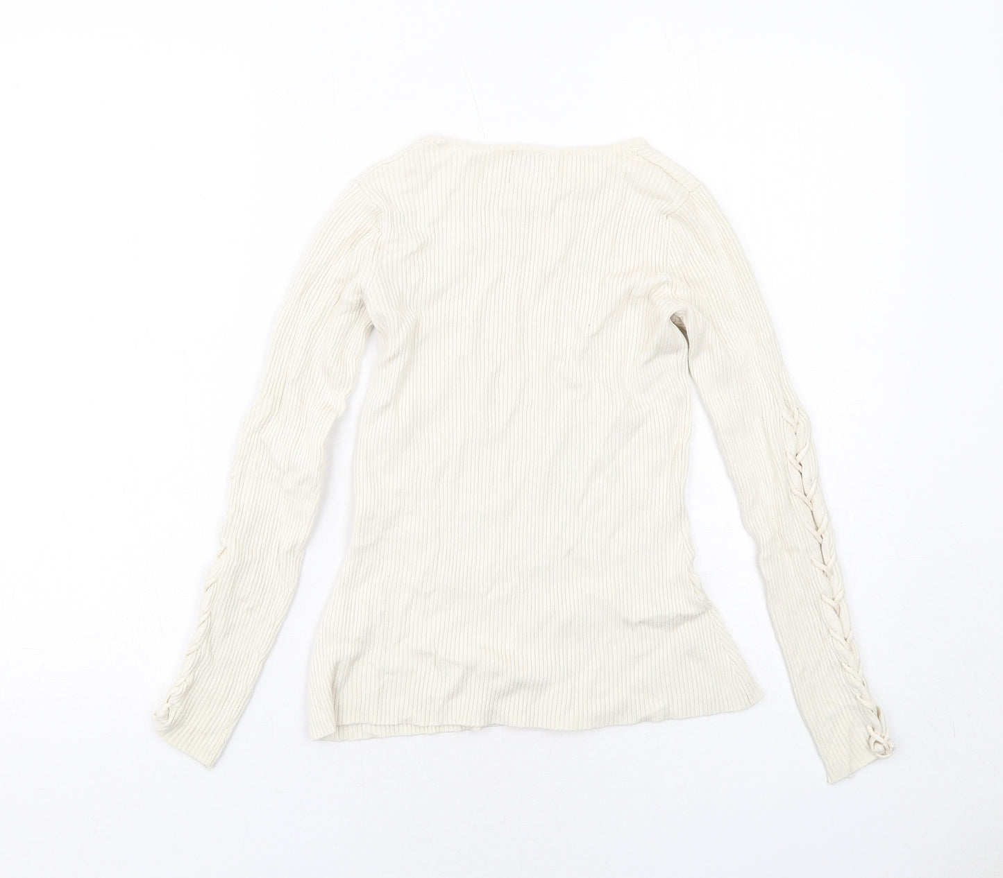 River Island Womens Ivory Round Neck Viscose Pullover Jumper Size 10