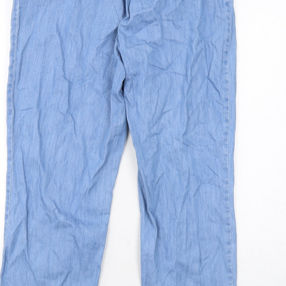 Marks and Spencer Womens Blue Cotton Straight Jeans Size 14 Regular
