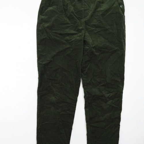 Seasalt Womens Green Cotton Trousers Size 14 Regular Button