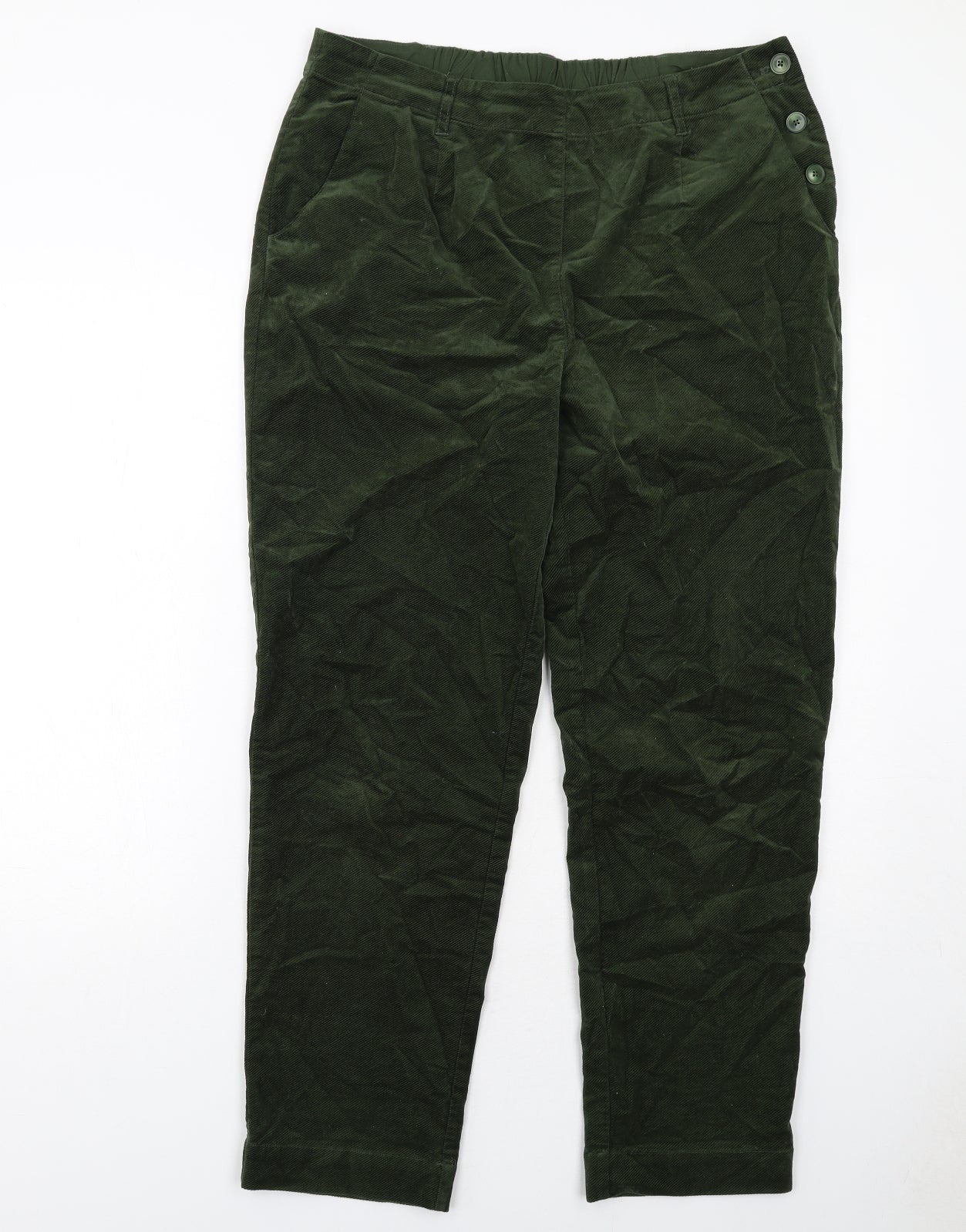 Seasalt Womens Green Cotton Trousers Size 14 Regular Button