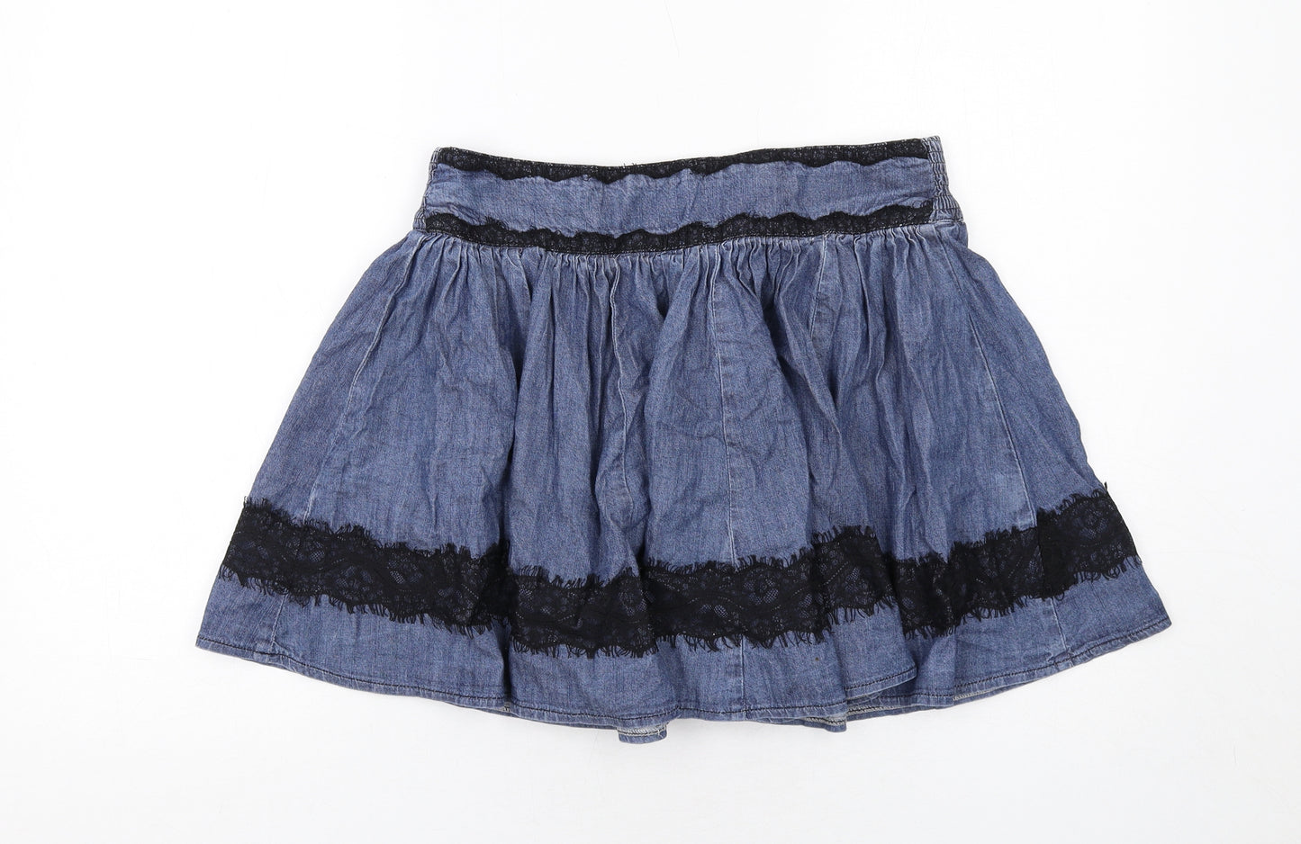 Oasis Womens Blue Cotton Skater Skirt Size 10