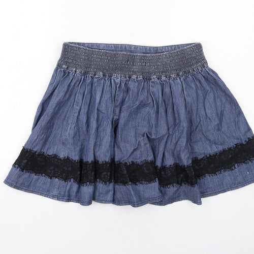 Oasis Womens Blue Cotton Skater Skirt Size 10