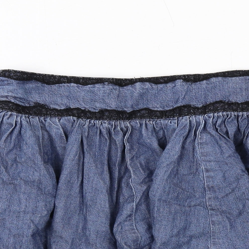 Oasis Womens Blue Cotton Skater Skirt Size 10