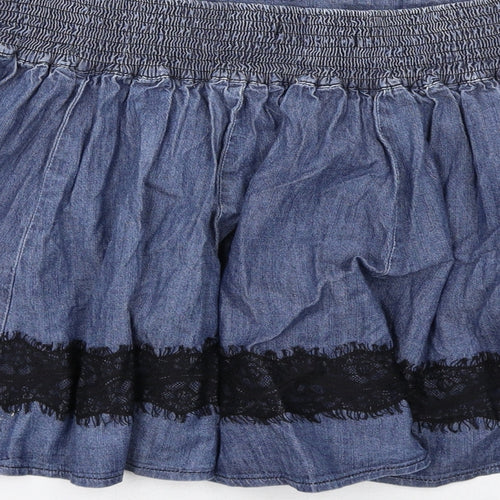 Oasis Womens Blue Cotton Skater Skirt Size 10