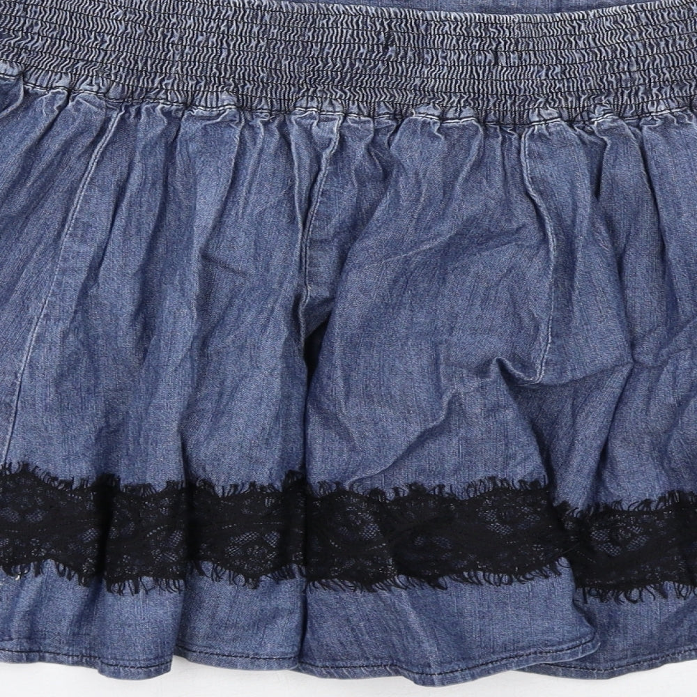 Oasis Womens Blue Cotton Skater Skirt Size 10