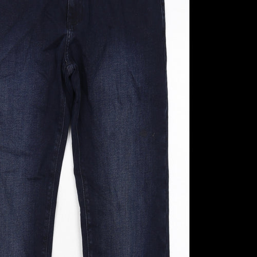 Marks and Spencer Mens Blue Cotton Straight Jeans Size 34 in L31 in Regular Zip