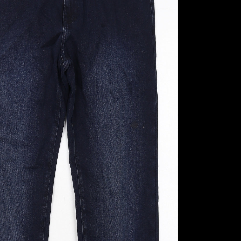 Marks and Spencer Mens Blue Cotton Straight Jeans Size 34 in L31 in Regular Zip