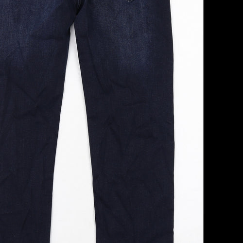 Marks and Spencer Mens Blue Cotton Straight Jeans Size 34 in L31 in Regular Zip