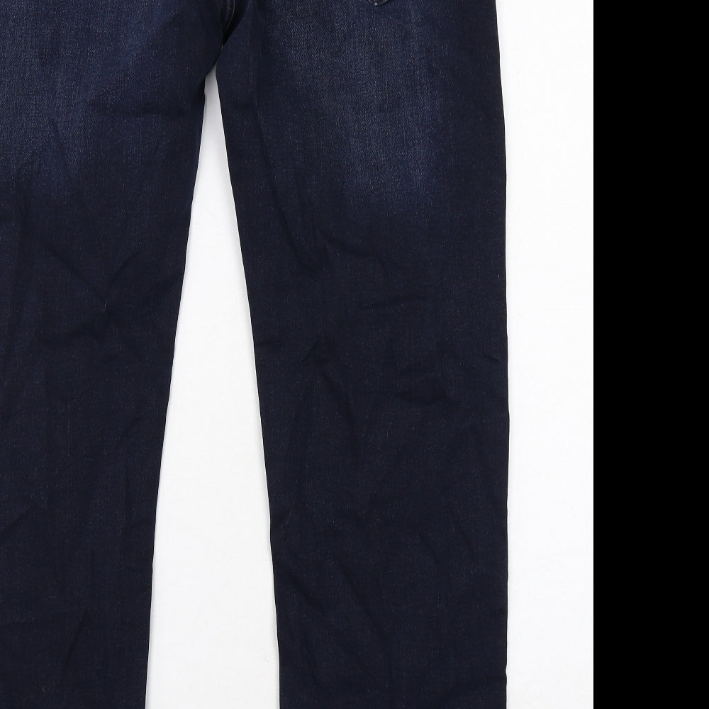 Marks and Spencer Mens Blue Cotton Straight Jeans Size 34 in L31 in Regular Zip