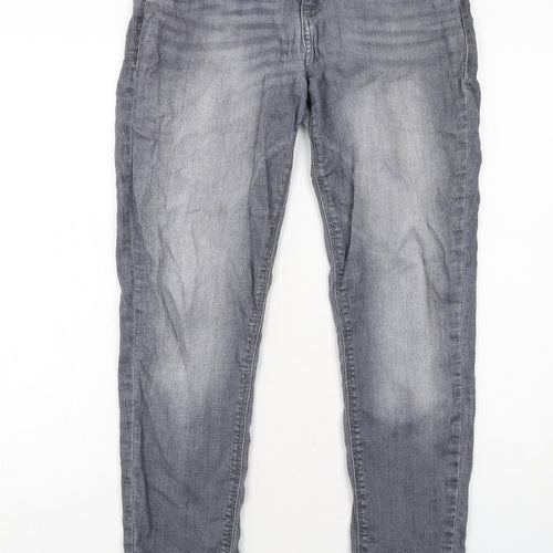 b.young Womens Grey Cotton Skinny Jeans Size 12 Regular Zip