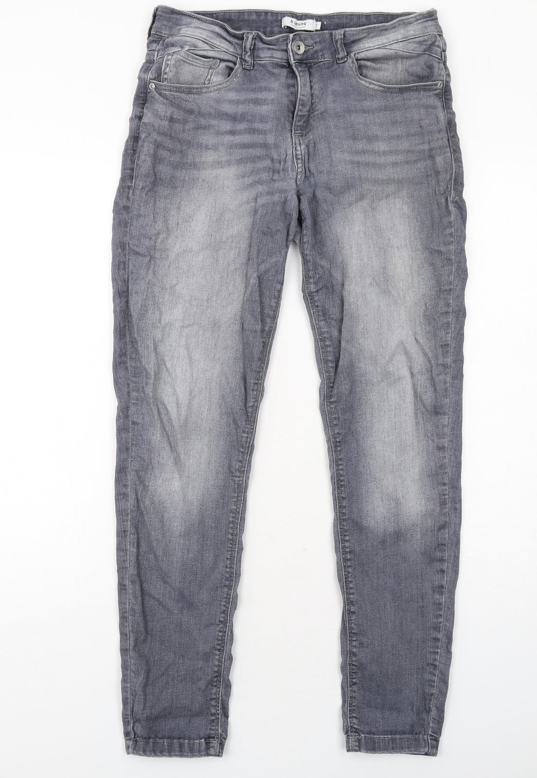 b.young Womens Grey Cotton Skinny Jeans Size 12 Regular Zip