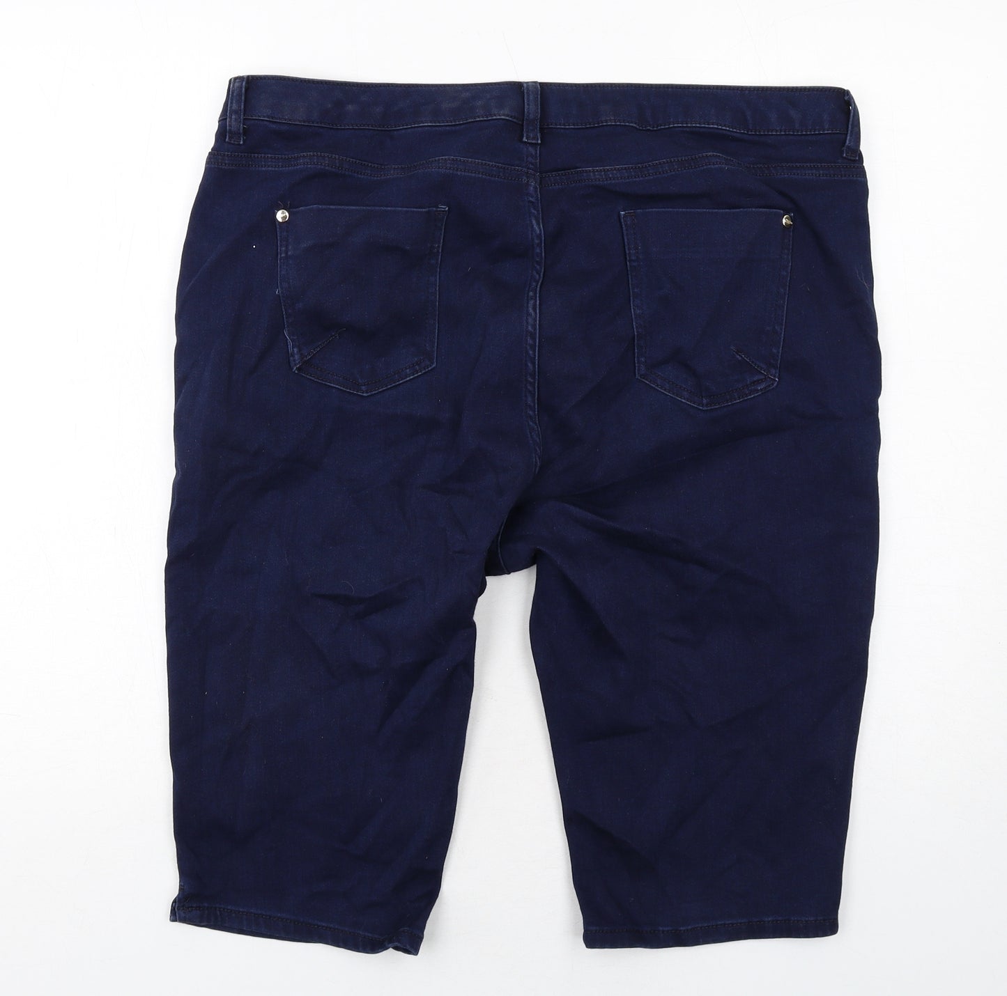 Marks and Spencer Womens Blue Cotton Skimmer Shorts Size 20 Regular Zip